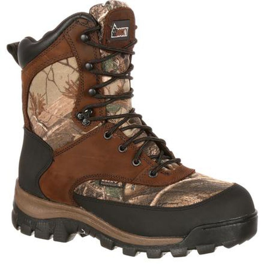 Men Rocky Boots Outdoor | Rocky Core Waterproof 400G Insulated Outdoor Boot Brown Realtree Ap