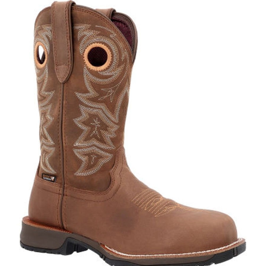 Women Rocky Boots Work | Rocky Rosemary Women'S Composite Toe Waterproof Western Boot Brown