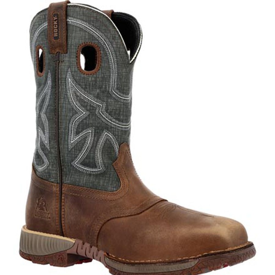 Men Rocky Boots Western | Rocky Hi-Wire 11" Waterproof Western Boot Brown