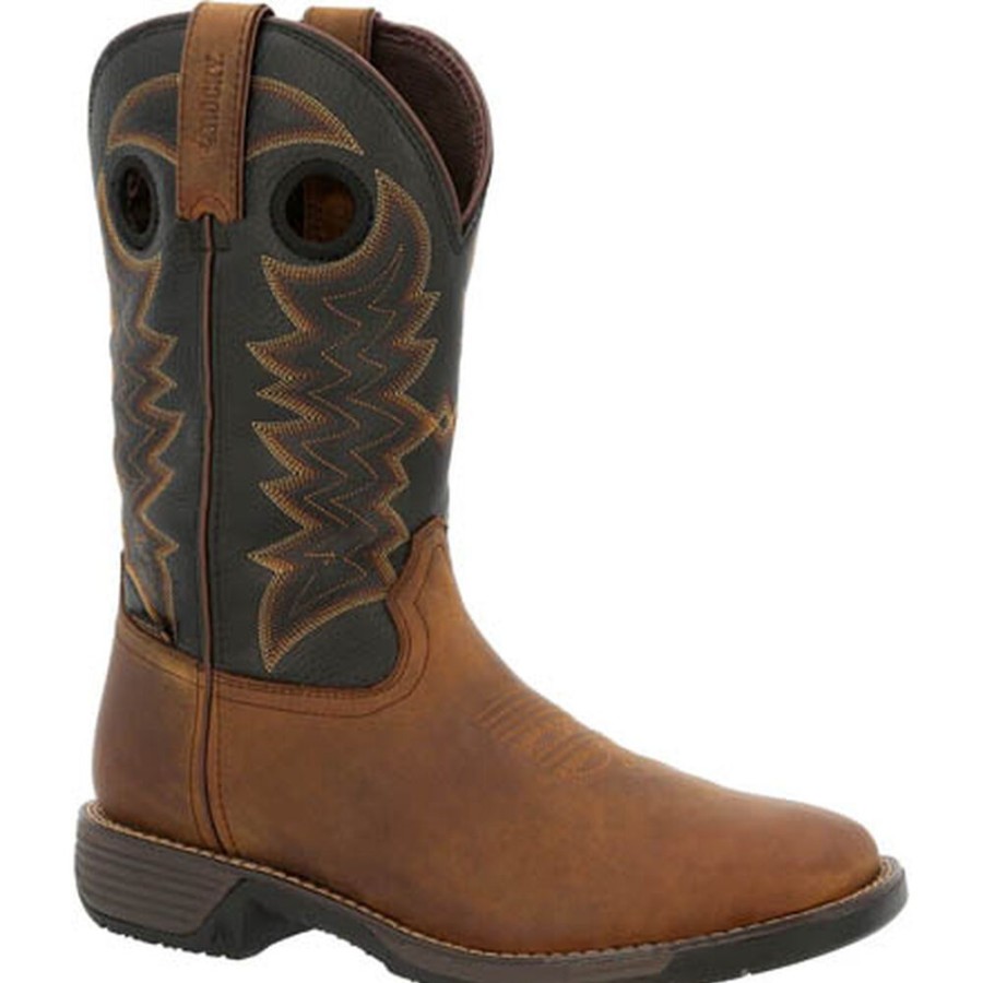 Men Rocky Boots Western | Rocky Rugged Trail Steel Toe Waterproof Western Boot Brown