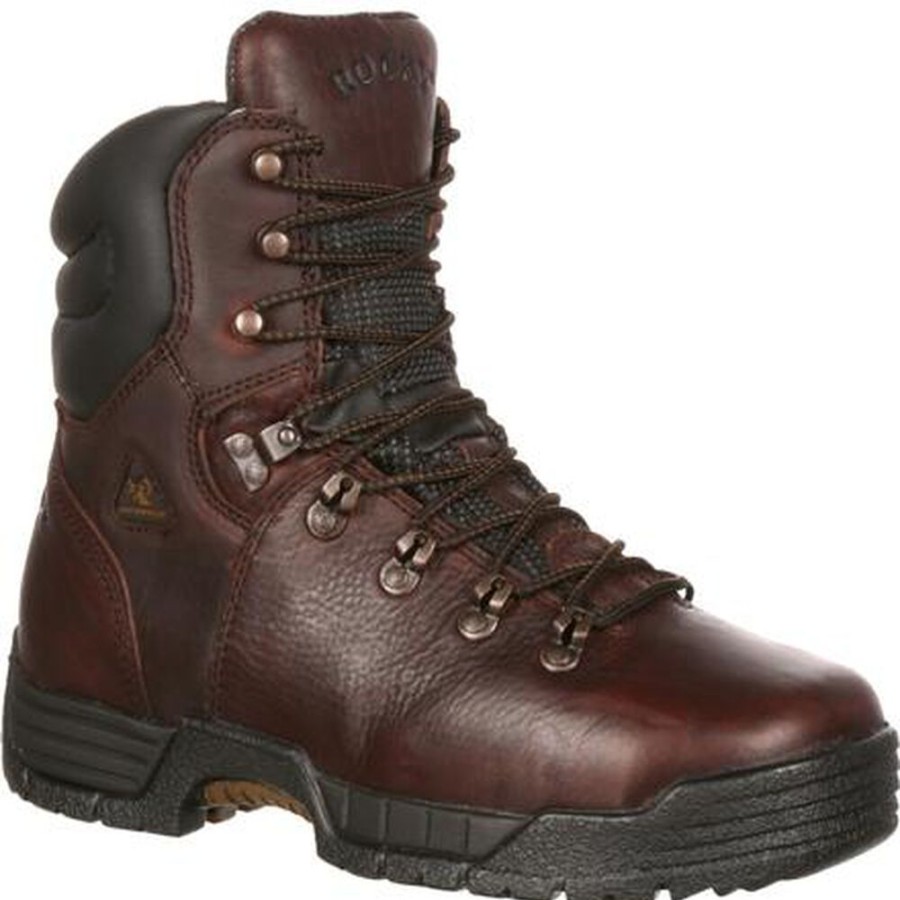 Men Rocky Boots Work | Rocky Mobilite Steel Toe Waterproof Oil-Resistant Work Boot Dark Brown