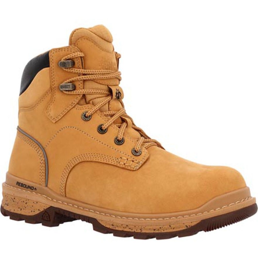 Men Rocky Boots Work | Rocky Rams Horn Waterproof Work Boot Wheat