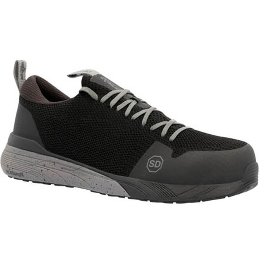 Men Rocky Boots Work | Rocky Industrial Athletix Composite Toe Static-Dissipative Work Shoe Black Knit