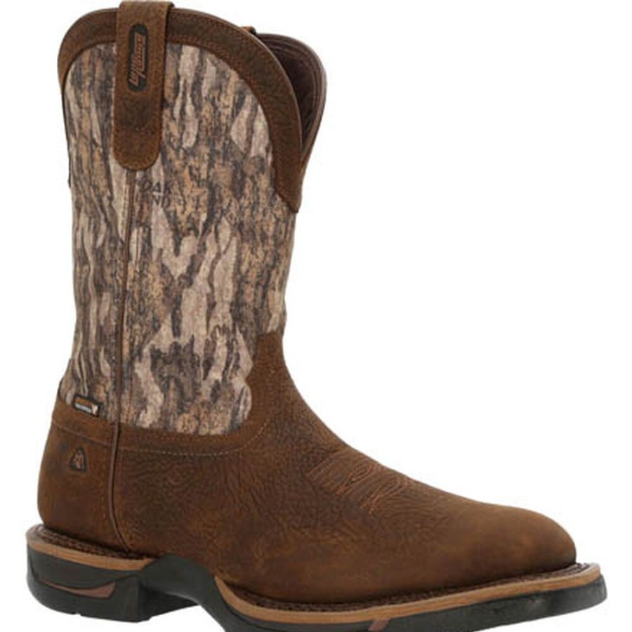 Men Rocky Boots Western | Rocky Long Range 11" Waterproof Western Boot Mossy Oak Bottom Land