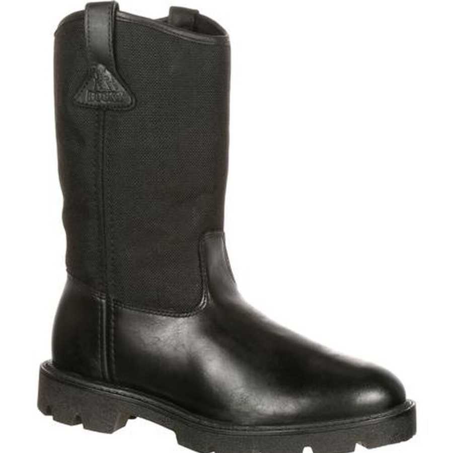 Men Rocky Boots Public Service | Rocky Warden Pull-On Wellington Public Service Boot Black