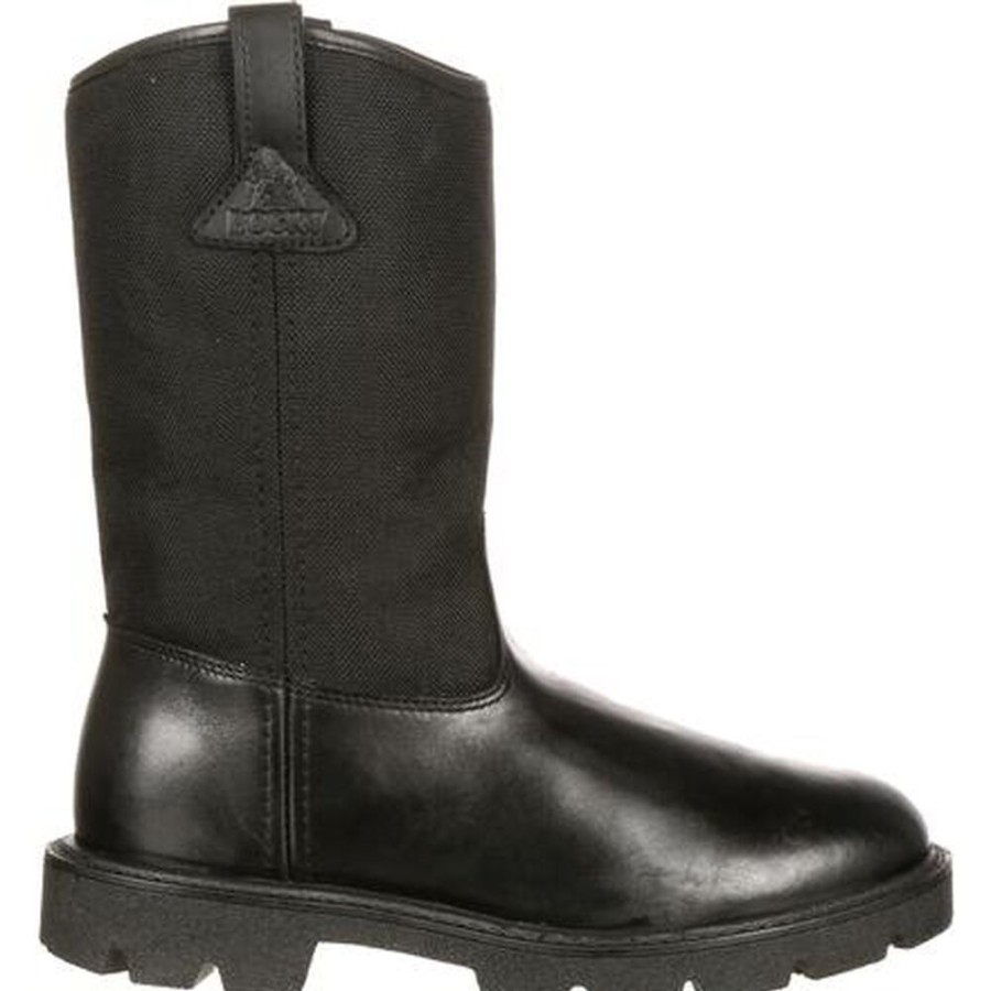 Men Rocky Boots Public Service | Rocky Warden Pull-On Wellington Public Service Boot Black