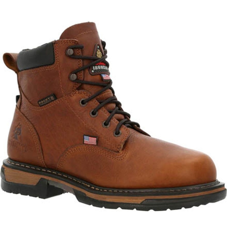 Men Rocky Boots Work | Rocky Ironclad Waterproof Work Boots Brown