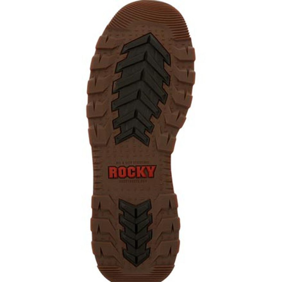 Men Rocky Boots Work | Rocky Rams Horn Composite Toe Waterproof Work Wedge Brown