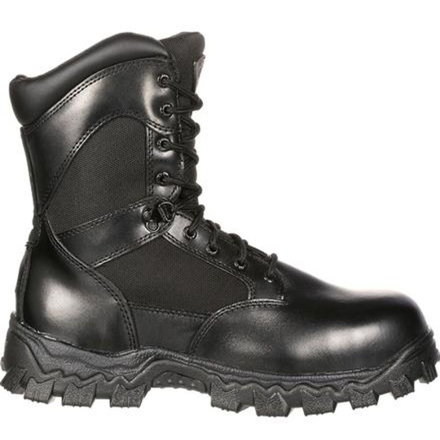 Men Rocky Boots Public Service | Rocky Alpha Force Zipper Waterproof Public Service Boot Black