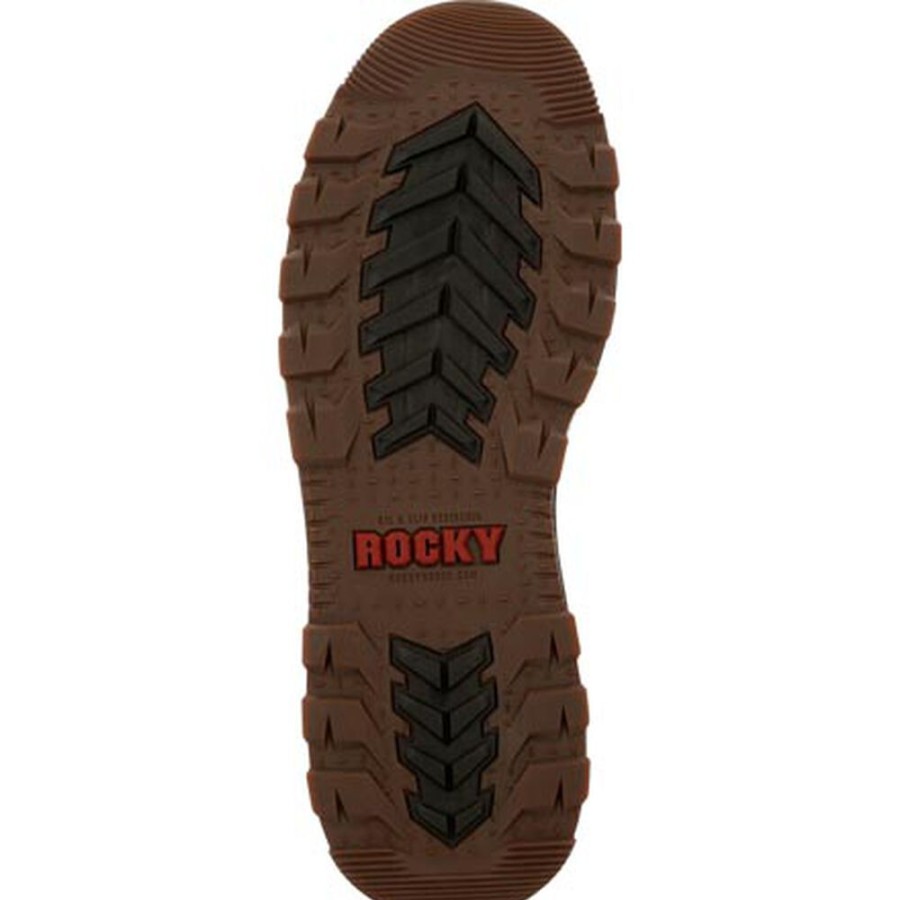 Men Rocky Boots Work | Rocky Rams Horn Waterproof Work Wedge Brown