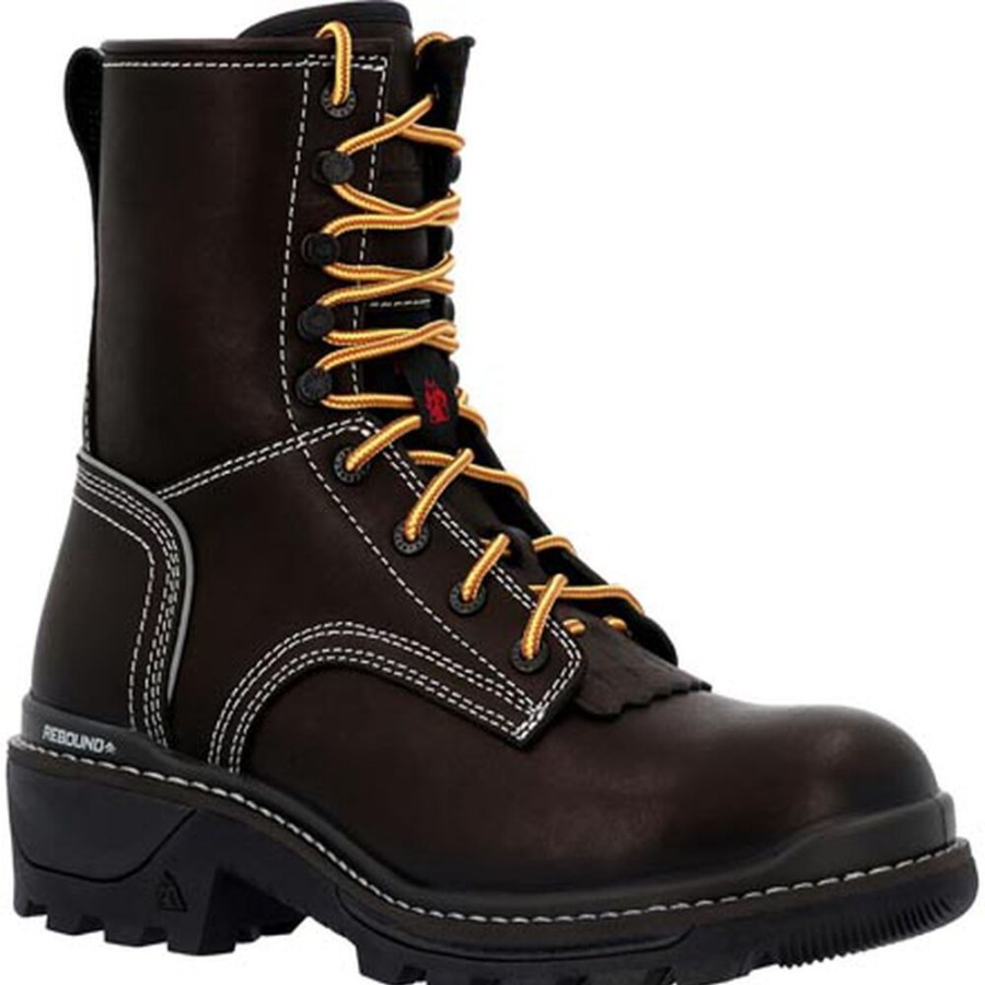 Men Rocky Boots Work | Rocky Rams Horn Logger Waterproof Work Boot Black