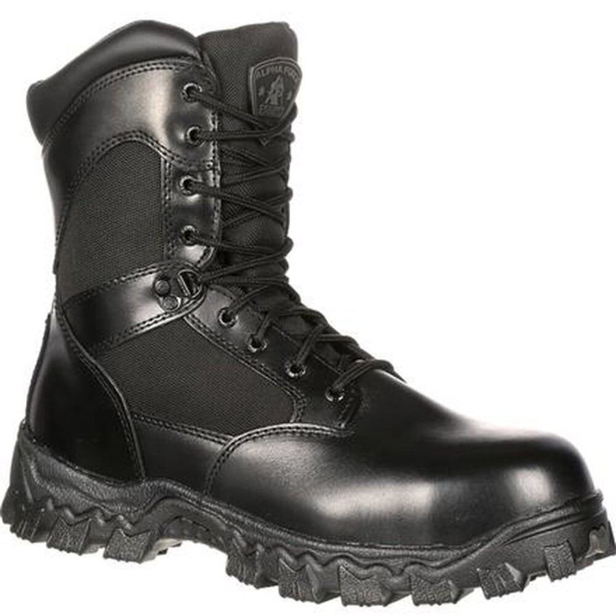 Men Rocky Boots Public Service | Rocky Alpha Force Waterproof 400G Insulated Public Service Boot Black