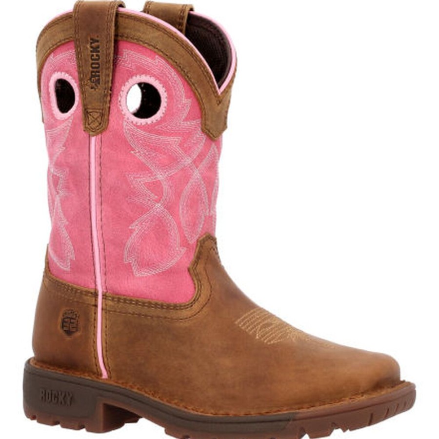 Kids Rocky Boots Western | Rocky Big Kid'S Legacy 32 Pull-On Western Boot Brown And Pink