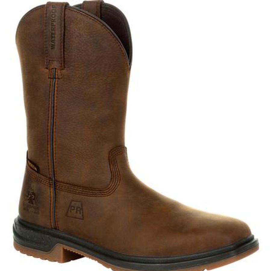 Men Rocky Boots Western | Rocky Worksmart Pr Composite Toe Waterproof Western Boot Brown