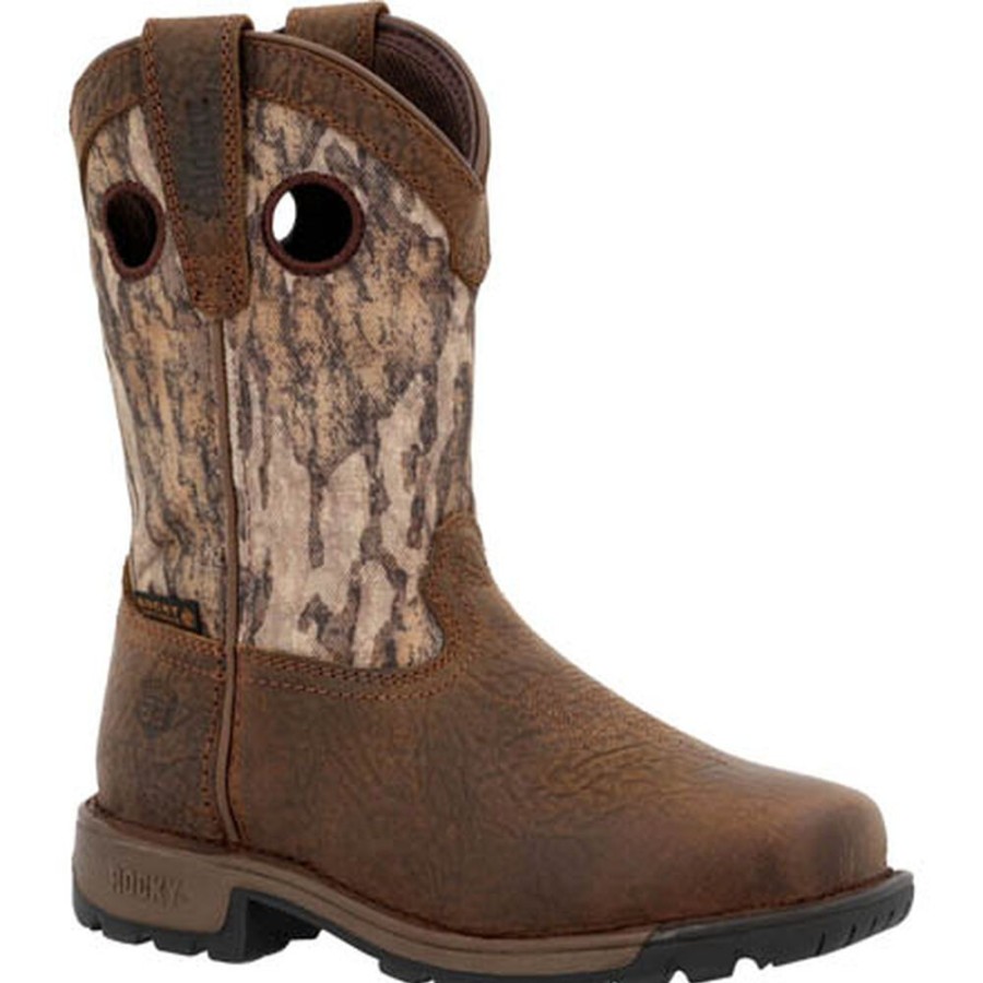 Kids Rocky Boots Western | Rocky Big Kids' Legacy 32 Camo Waterproof Western Boot Mossy Oak Bottom Land