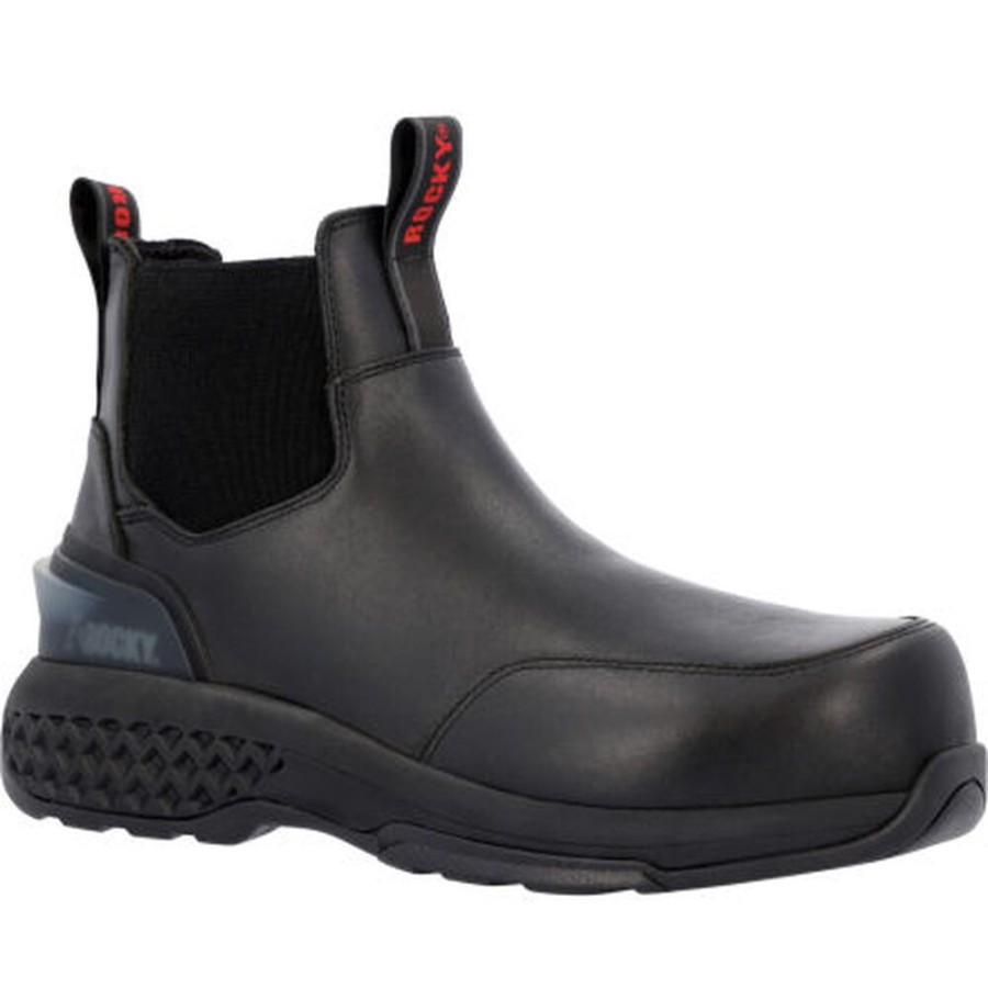 Men Rocky Boots Public Service | Rocky Code Red Station Slip-On Composite Toe Boot Black