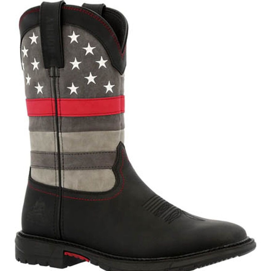 Women Rocky Boots Western | Rocky Red Line Women'S Western Boot Black