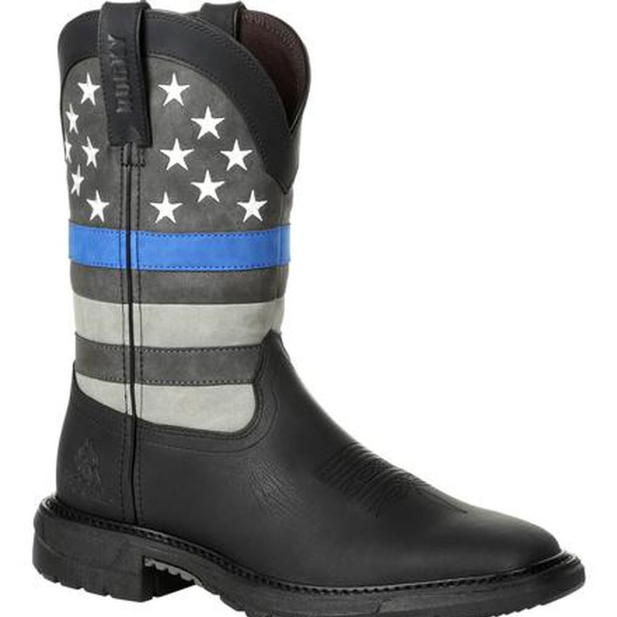 Men Rocky Boots Public Service | Rocky Blue Line Western Boot Black