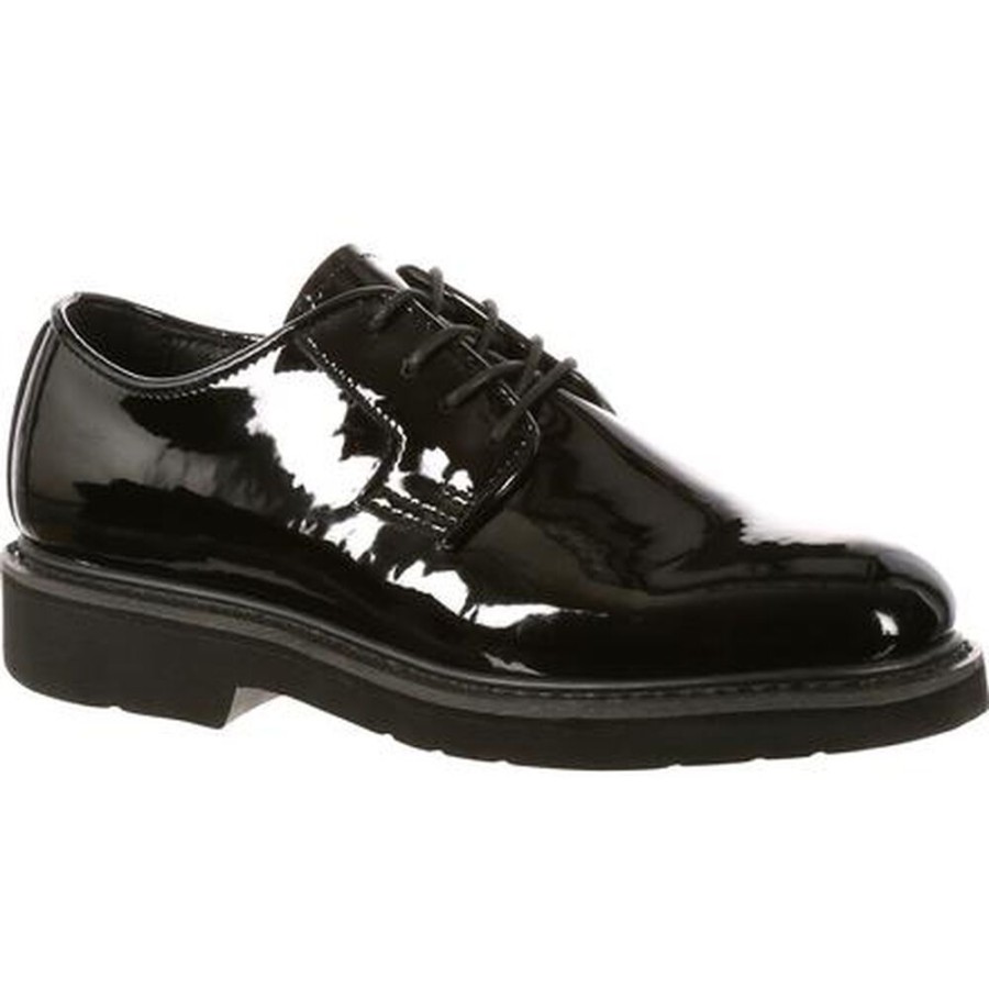 Men Rocky Boots Public Service | Rocky High-Gloss Dress Leather Oxford Shoe Black