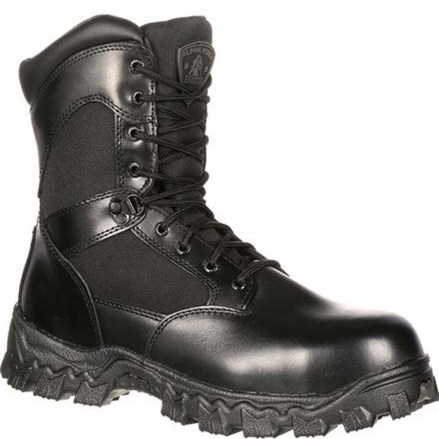 Men Rocky Boots Public Service | Rocky Alphaforce Zipper Composite Toe Public Service Boot Black