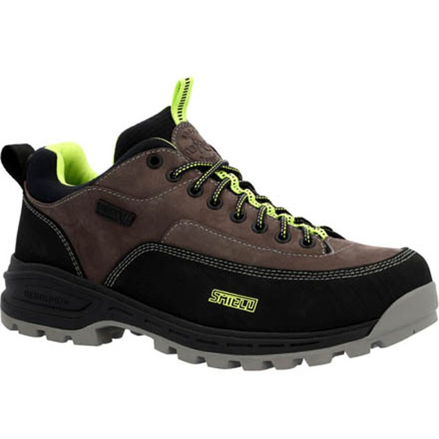 Men Rocky Boots Outdoor | Rocky Mtn Stalker Pro Waterproof Mountain Oxford Shoe Charcoal Grey Lime